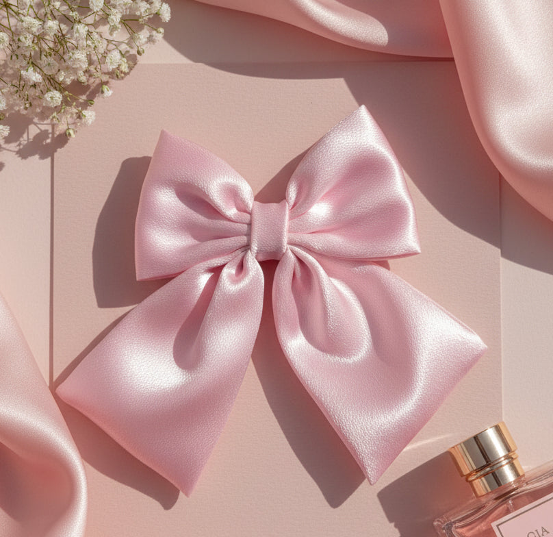 Blush Pink Satin Hair Bow