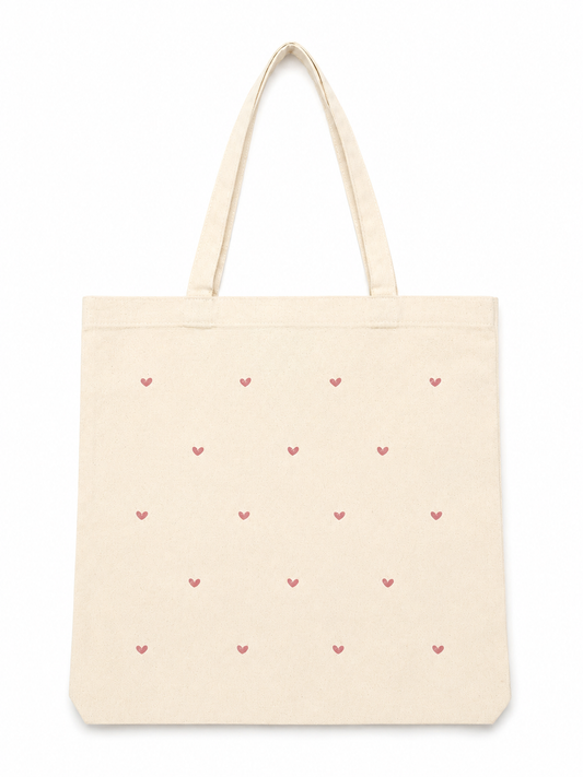 Pink Heart Minimal Tote Bag
